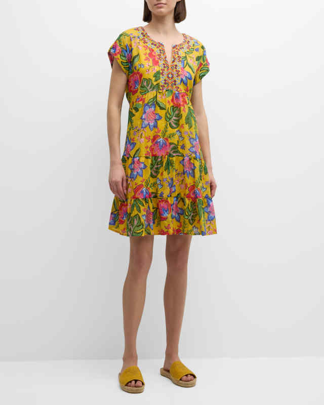 Prairie Tiered Floral-Print Mini Dress