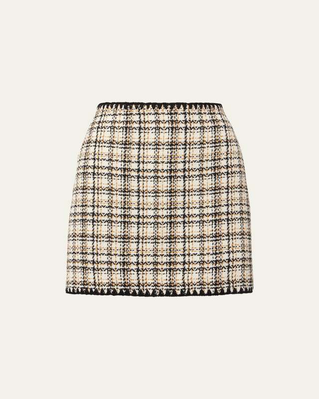 Ohemia Tweed Crochet-Trim Mini Skirt