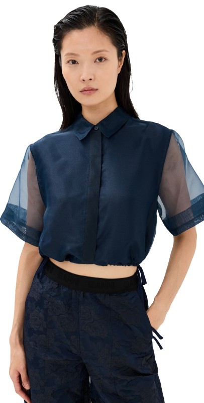SIMKHAI Ryett Crop Shirt Midnight