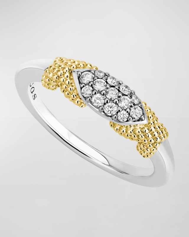 Caviar Lux Double-X Ring w/ Diamonds