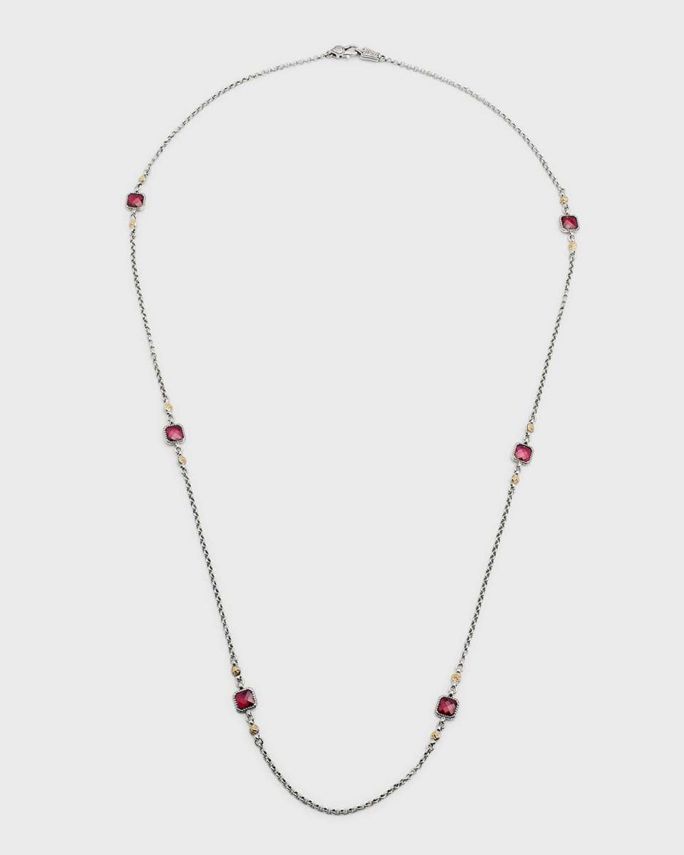 Red Spinel on Two-Tone Chain Necklace