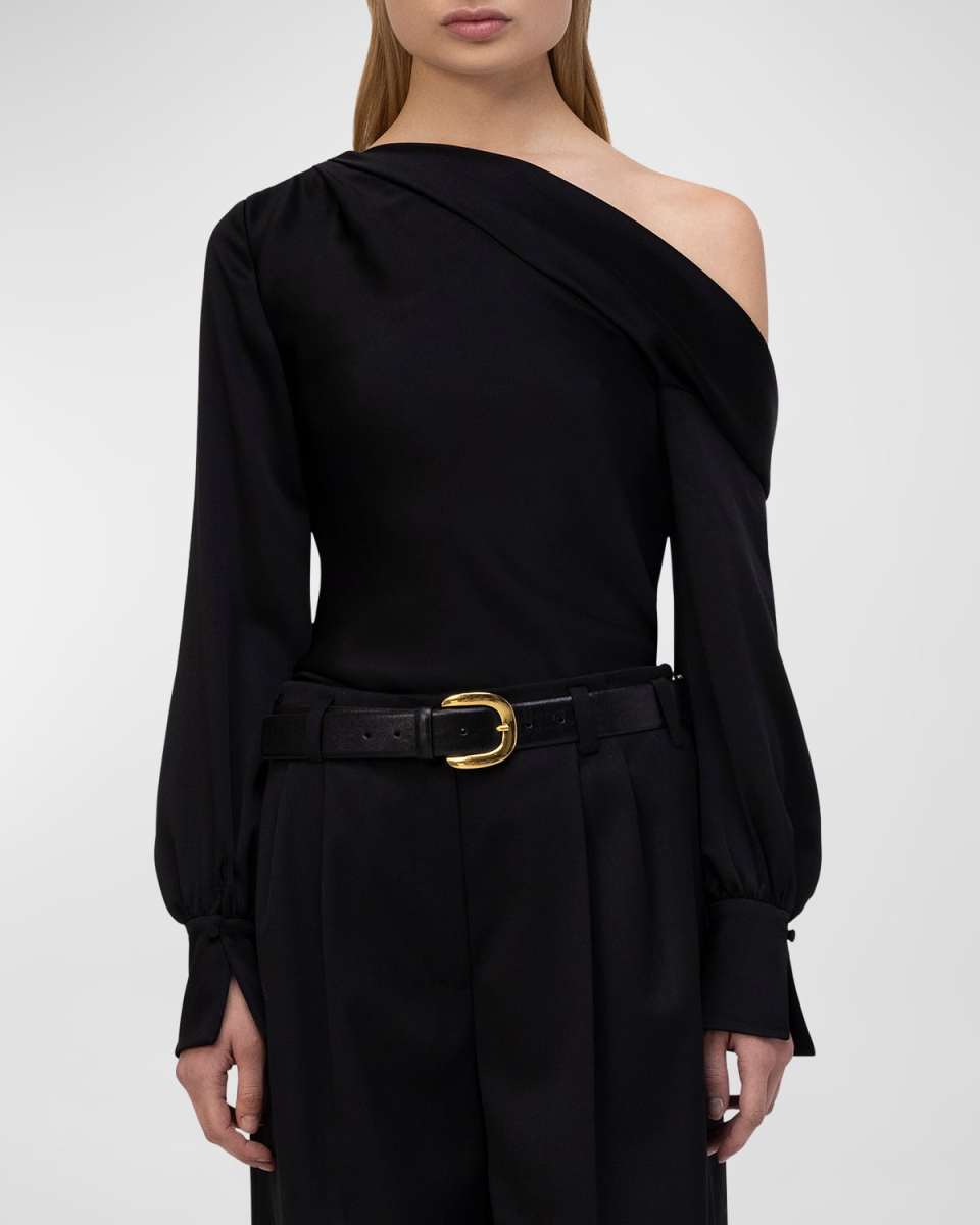 Alice Draped Satin One-Shoulder Top