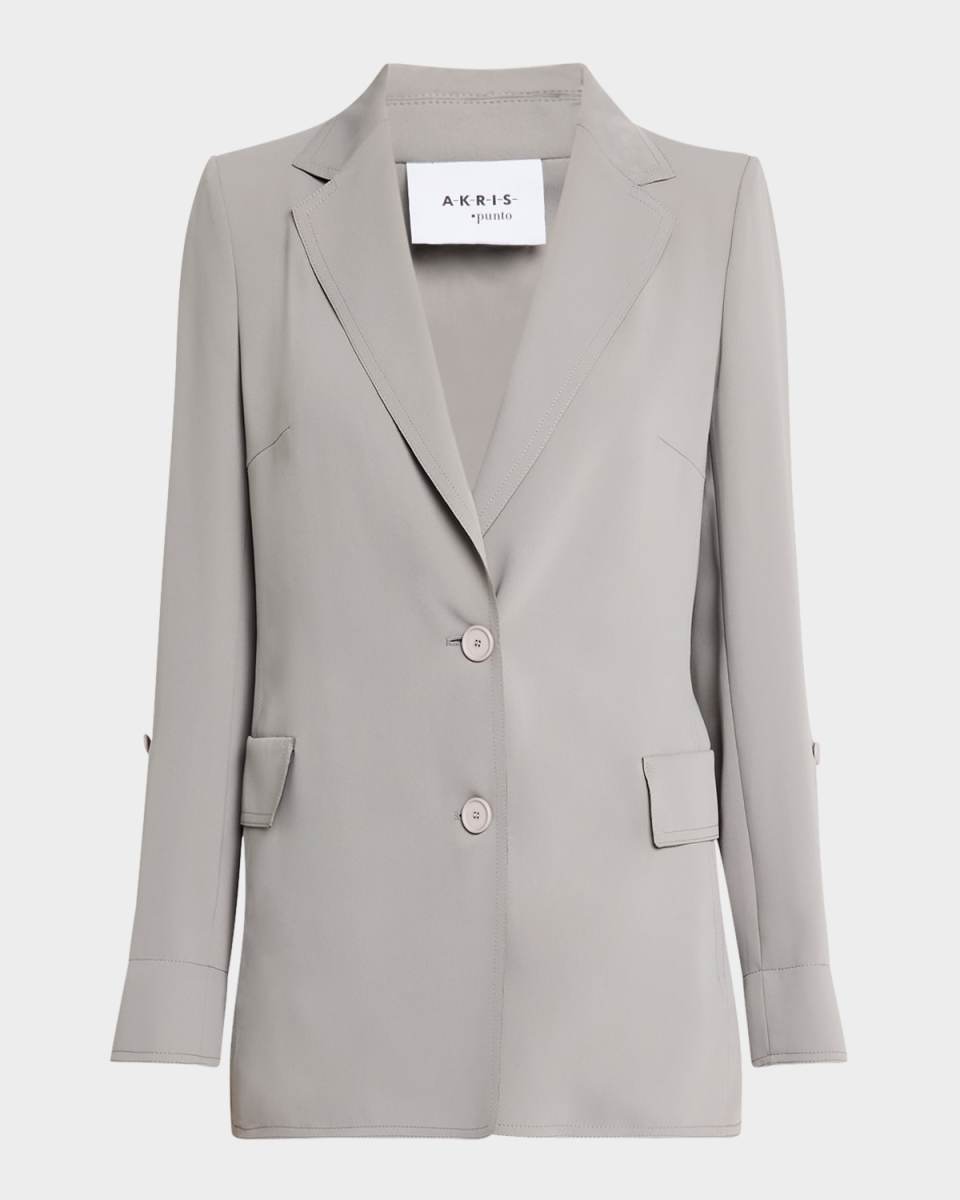 Lasercut Crepe Boyfriend Jacket