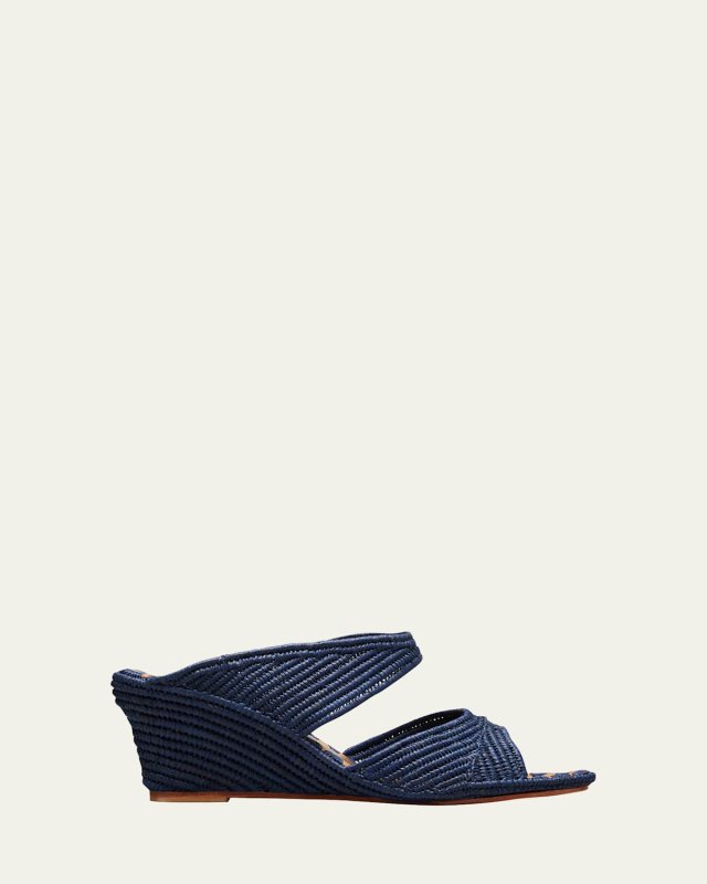 Houcine Raffia Wedge Sandals