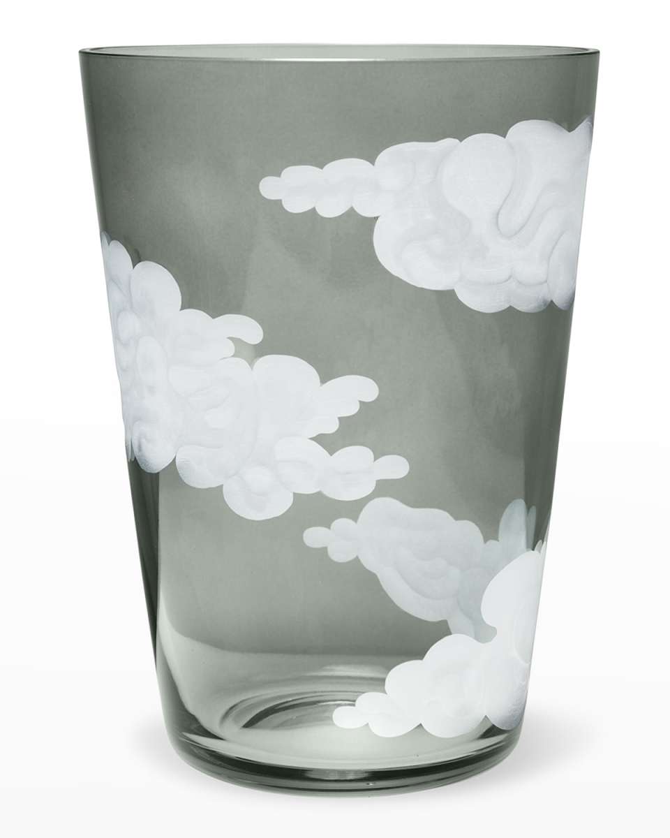 Large Smoke Crystal Bucket Vase
