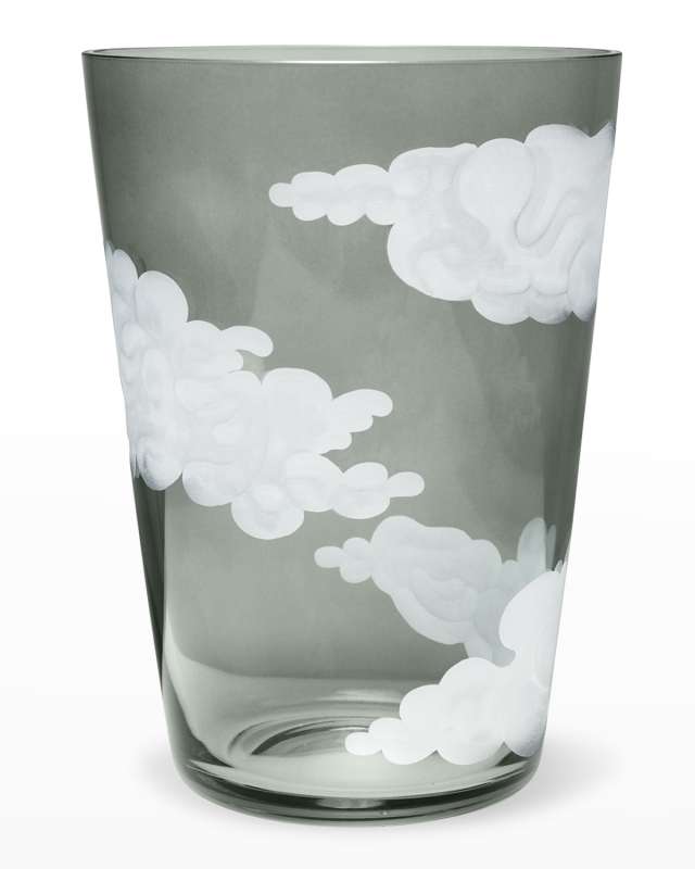 Large Smoke Crystal Bucket Vase