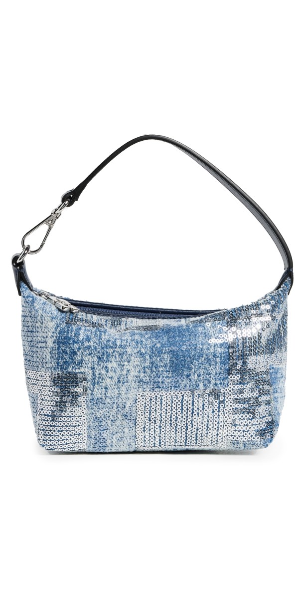 GANNI Small Butterfly Sequin Pouch Denim
