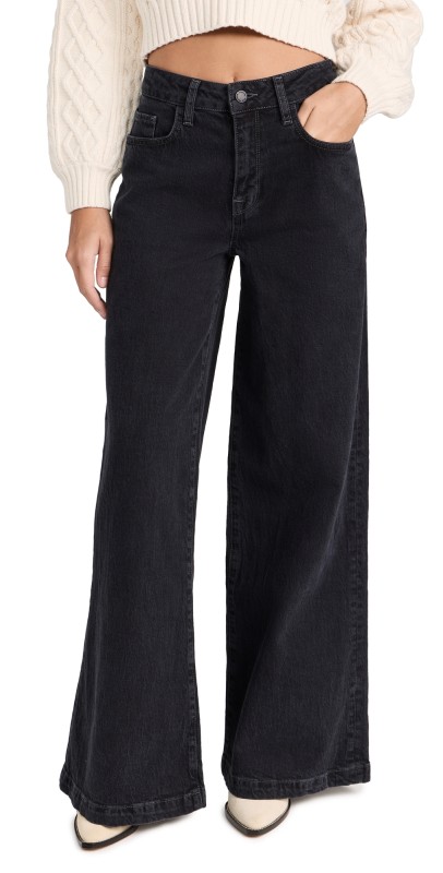 Triarchy Ms. Fonda High Rise Wide Leg Jeans Loved Black