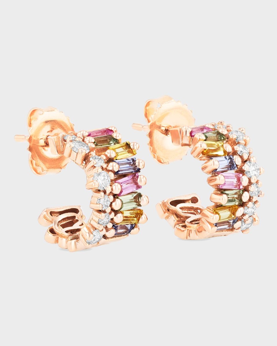 Sapphire Mini Wide Huggie Earrings