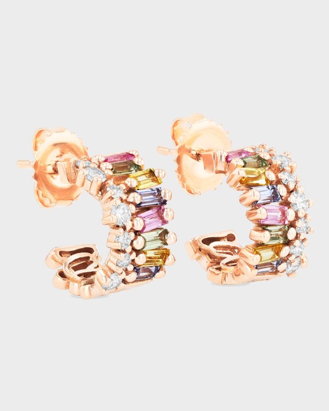 Sapphire Mini Wide Huggie Earrings