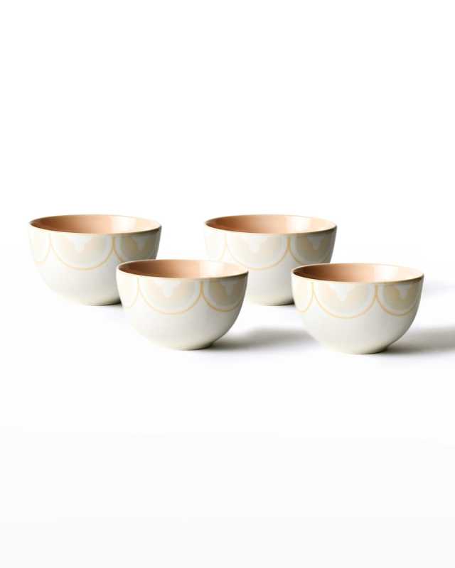 2-Tone Arabesque Trim Small Bowls, Set of 4