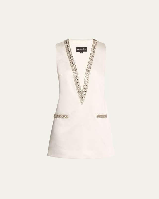 Nancie Crystal Plunging Mini Dress