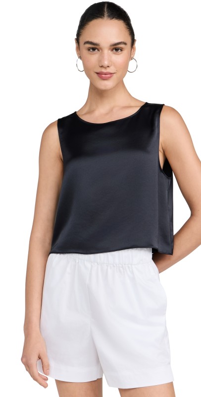 Leset Barb Crop Sleeveless Crew Midnight
