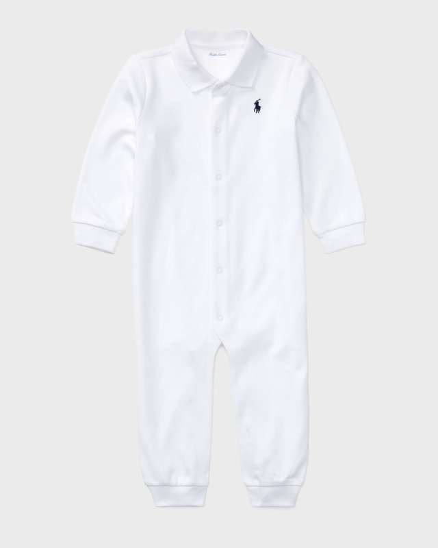 Cotton Polo Coverall, Size 3M-12M