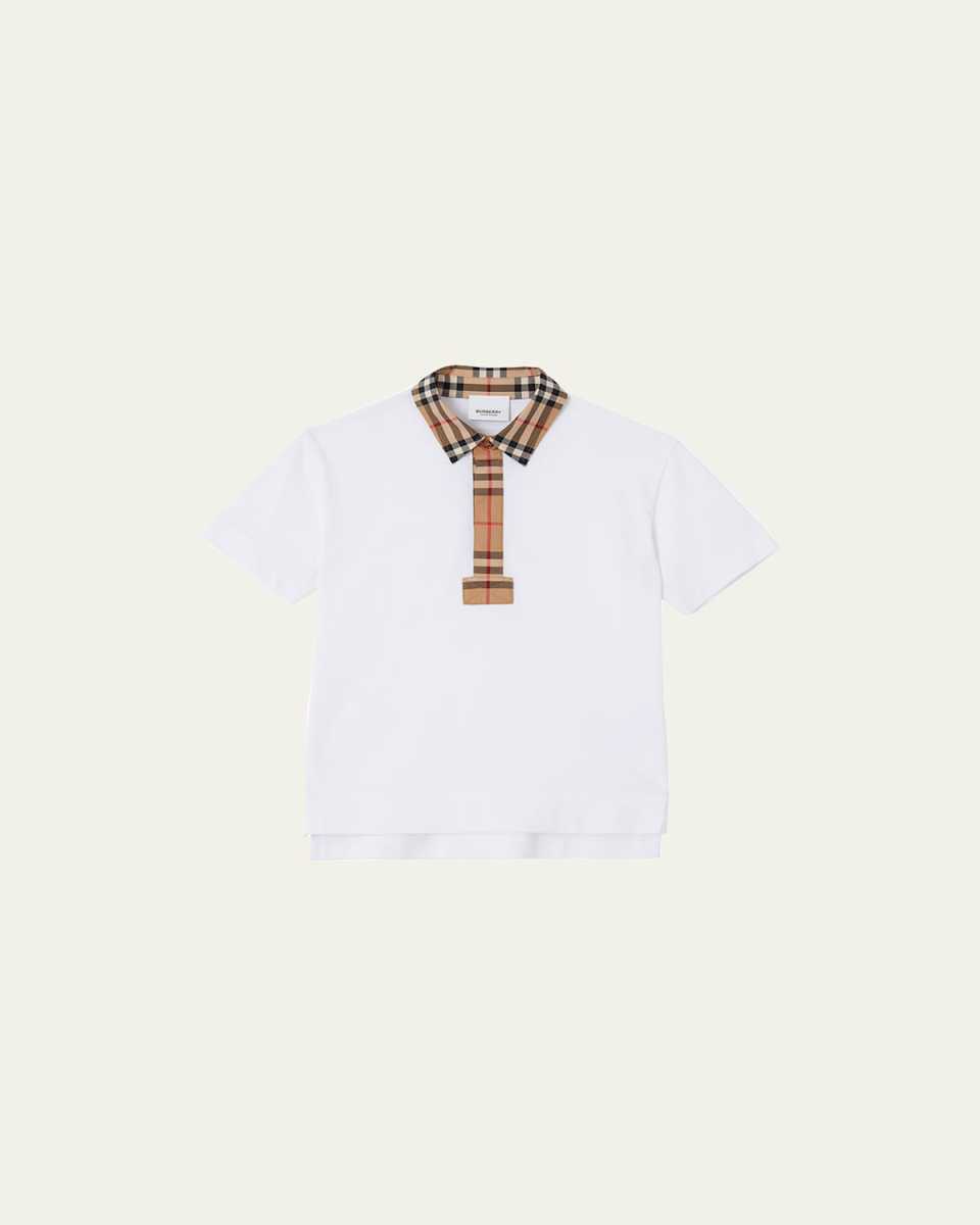 Boy's Johane Check Short Sleeve Polo Shirt, Size 3-14