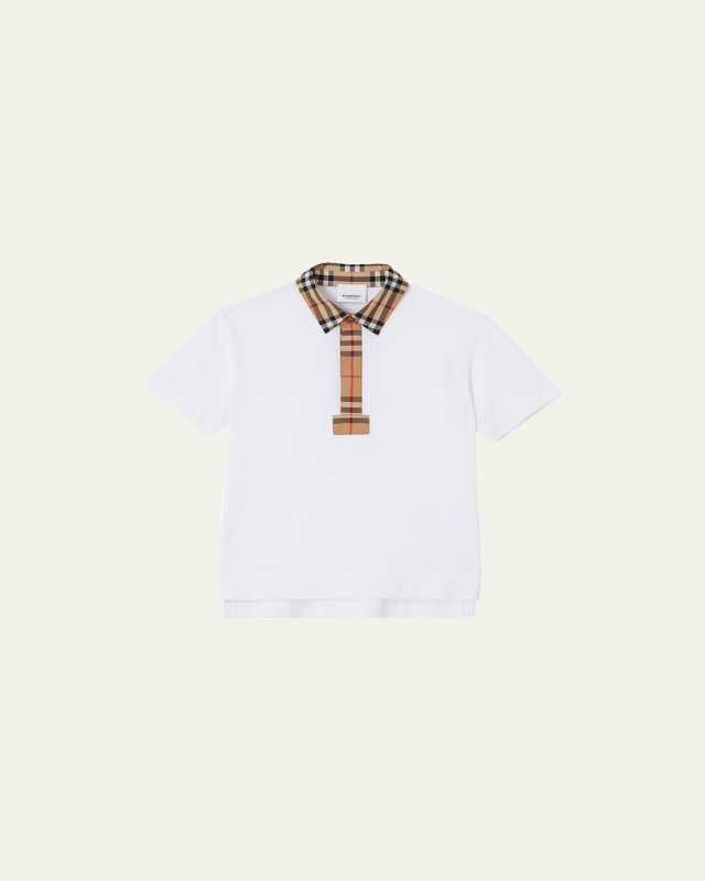 Boy's Johane Check Short Sleeve Polo Shirt, Size 3-14