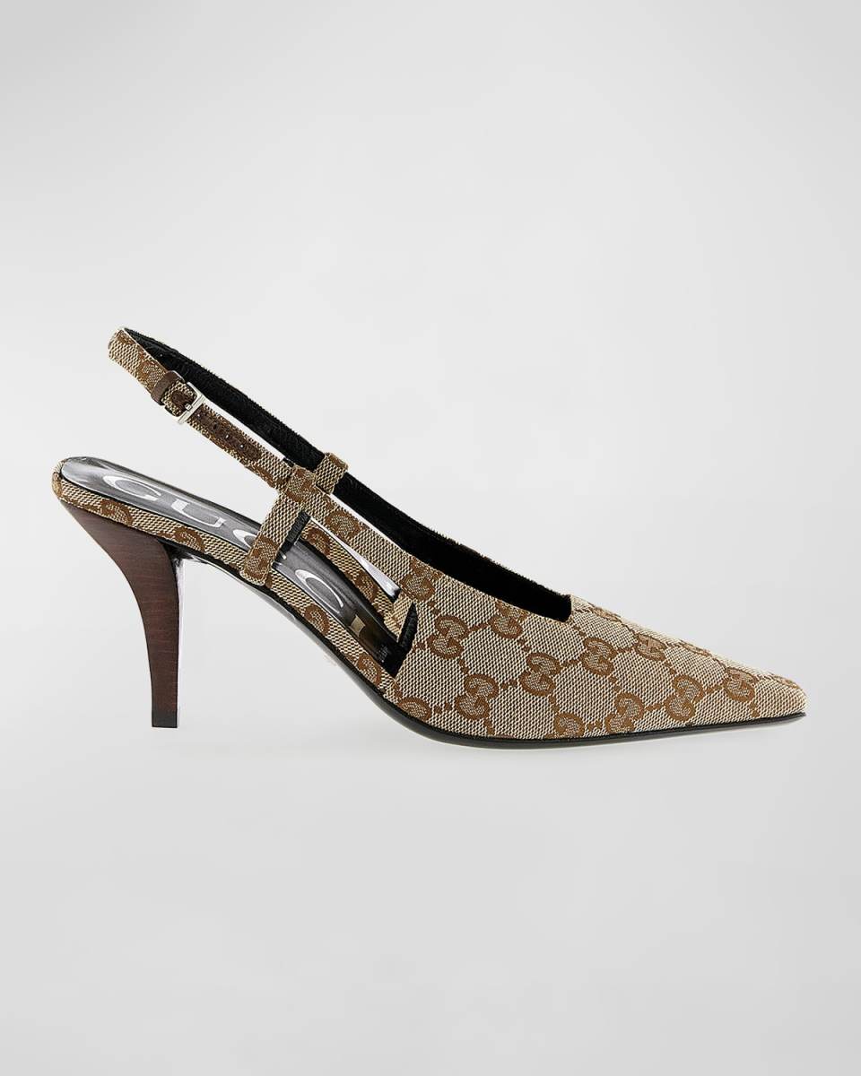 Tom GG Canvas Slingback Pumps