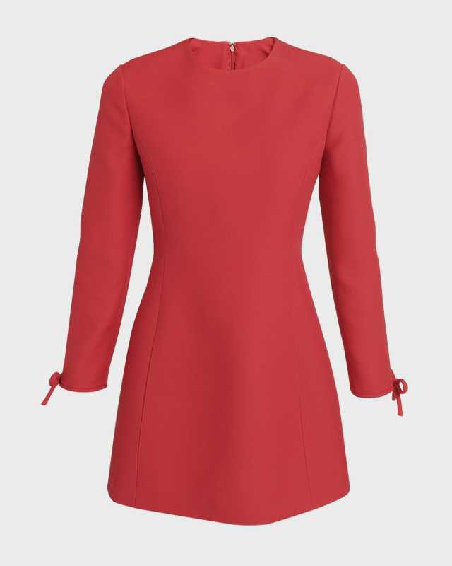 Wool Mini Dress with Bow Details