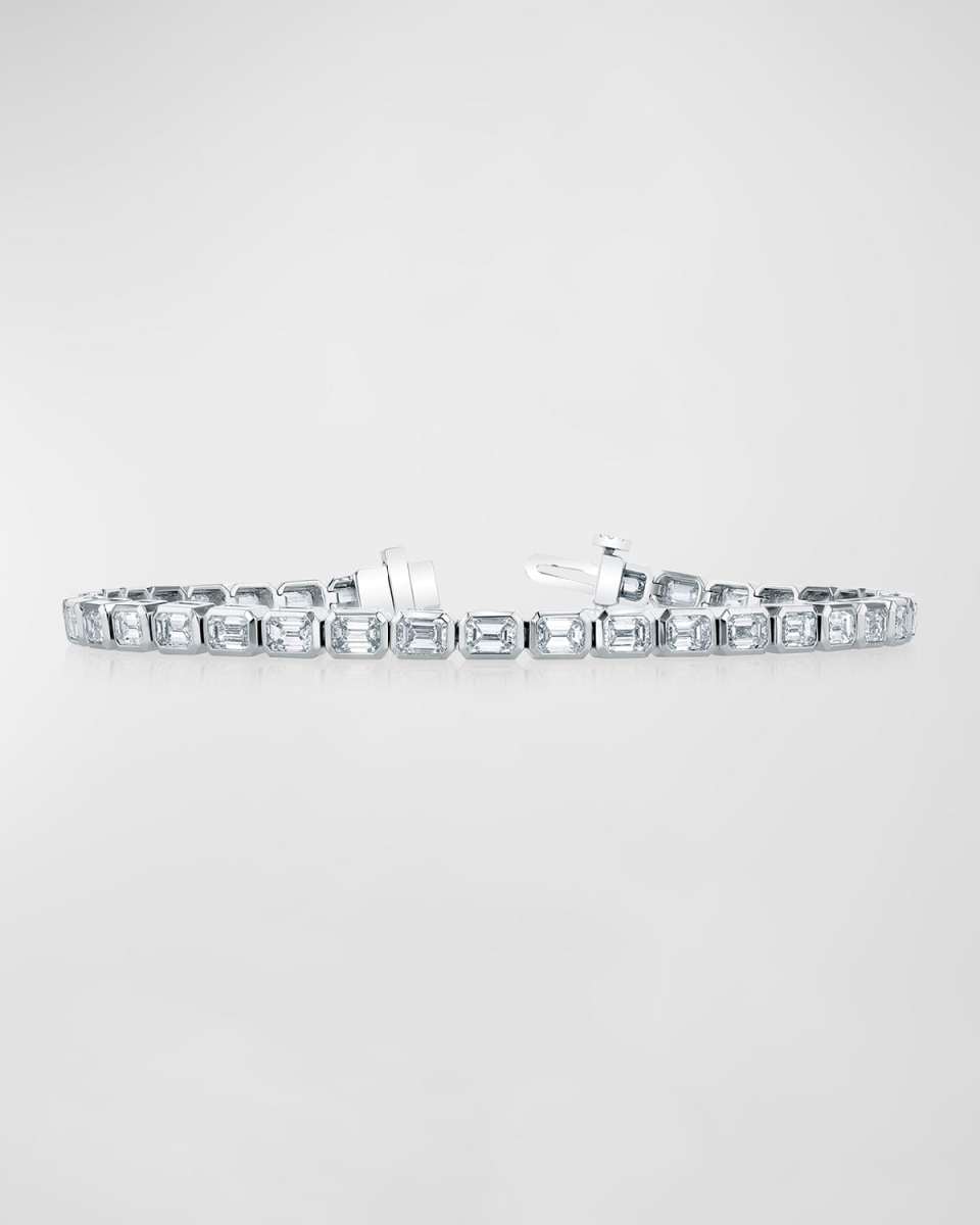 18K Gold East-West Bezel-Set Diamond Tennis Bracelet, 4.30tcw, 7"L