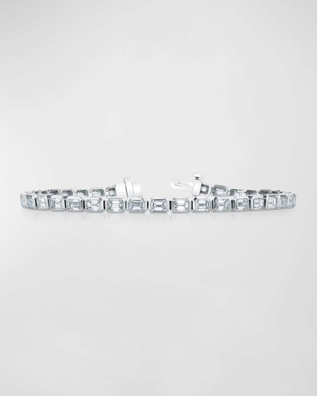 18K Gold East-West Bezel-Set Diamond Tennis Bracelet, 4.30tcw, 7"L