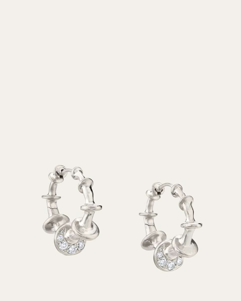 White Gold Chrona Hoop Earrings with Diamonds