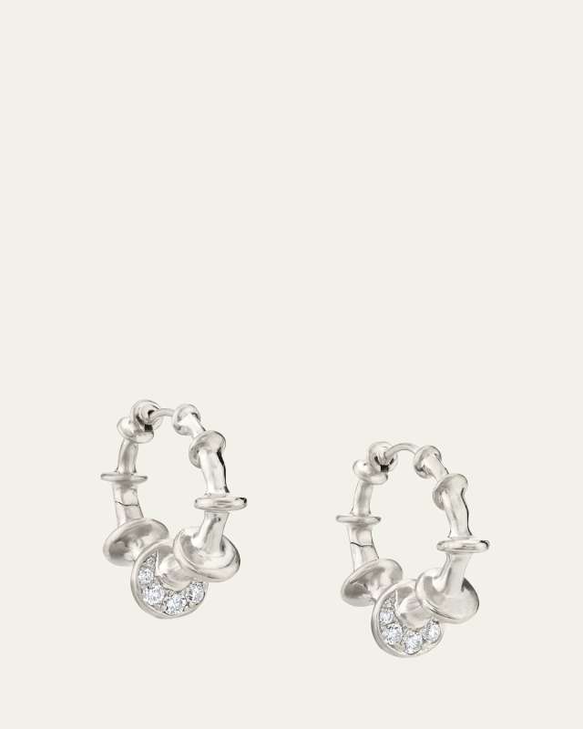 White Gold Chrona Hoop Earrings with Diamonds