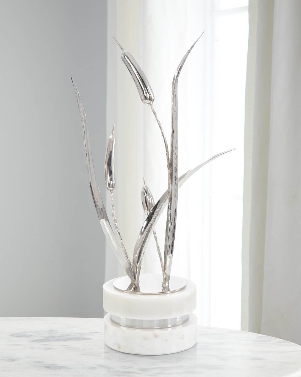 Cattails Sculpture on Marble, Large