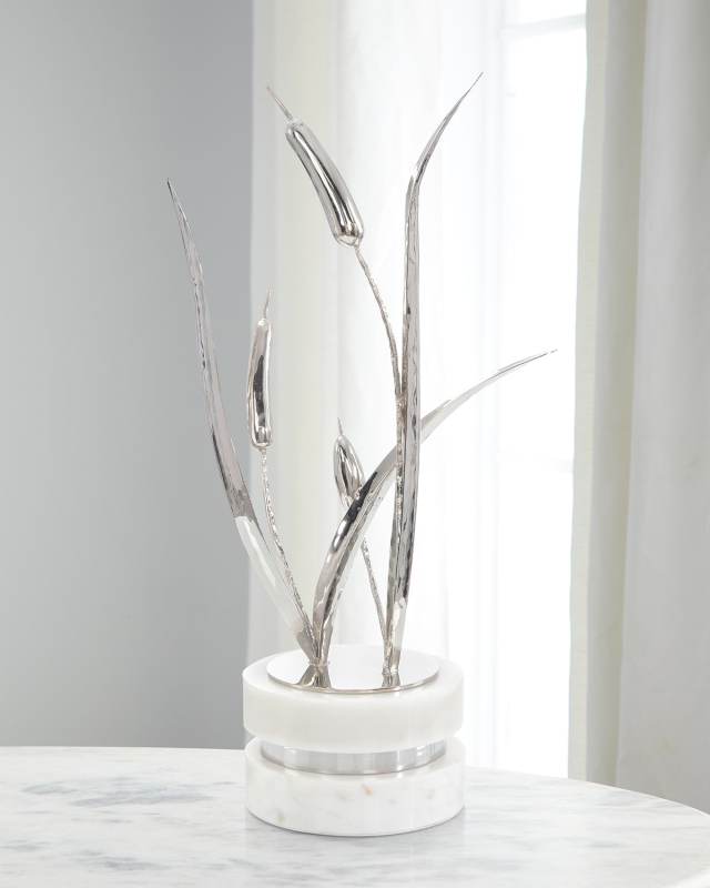Cattails Sculpture on Marble, Large