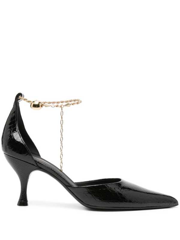 80mm logo-engraved leather pumps