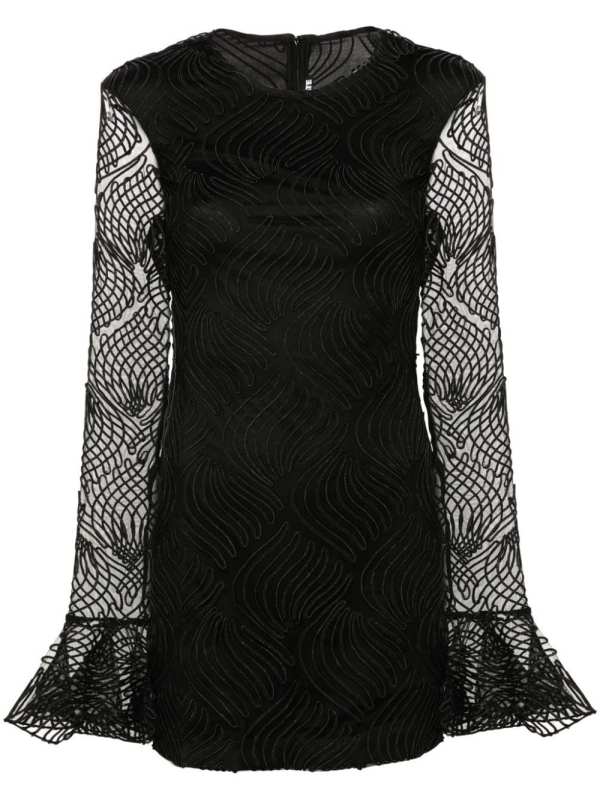 shiny flounce mini dress