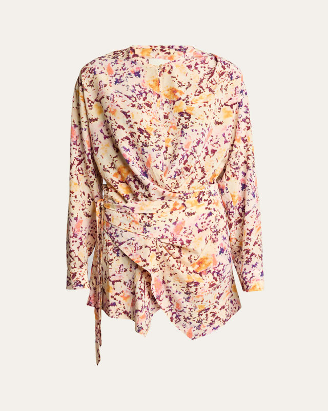 Habla Floral Print Silk Wrap Dress