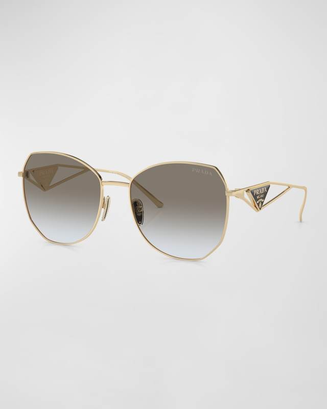 Triangle Logo Round Metal Sunglasses