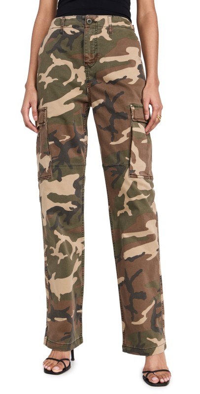 Good American Uniform Cargo Pants Fatigue Green Camo