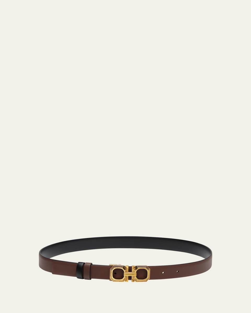 Squared Gancini Leather Belt