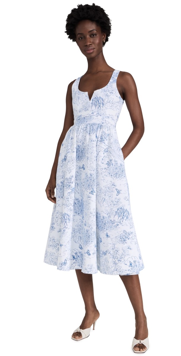 Cinq à Sept Garden Toile Ebba Dress White/Blue