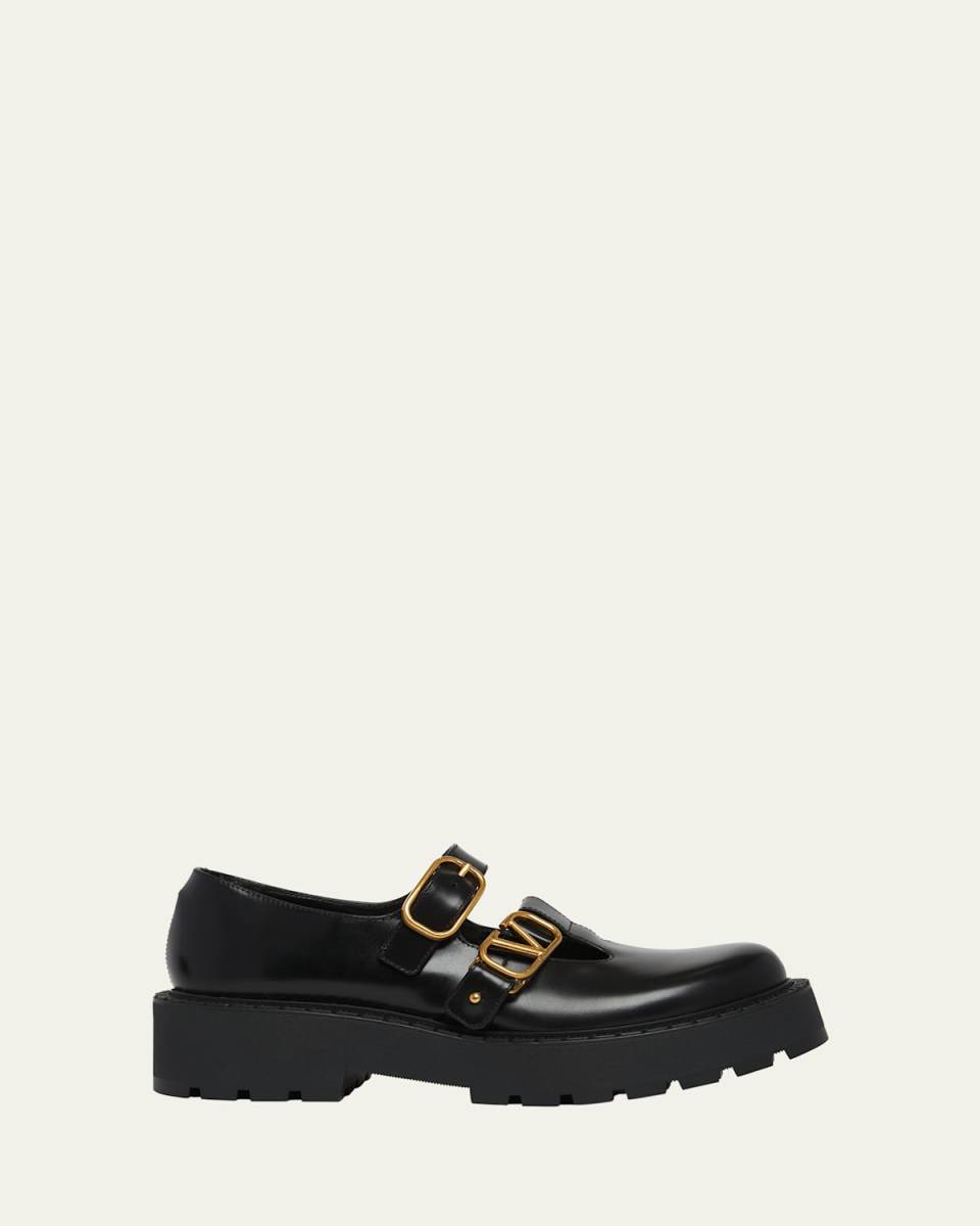 Leather Double Mary Jane Loafers