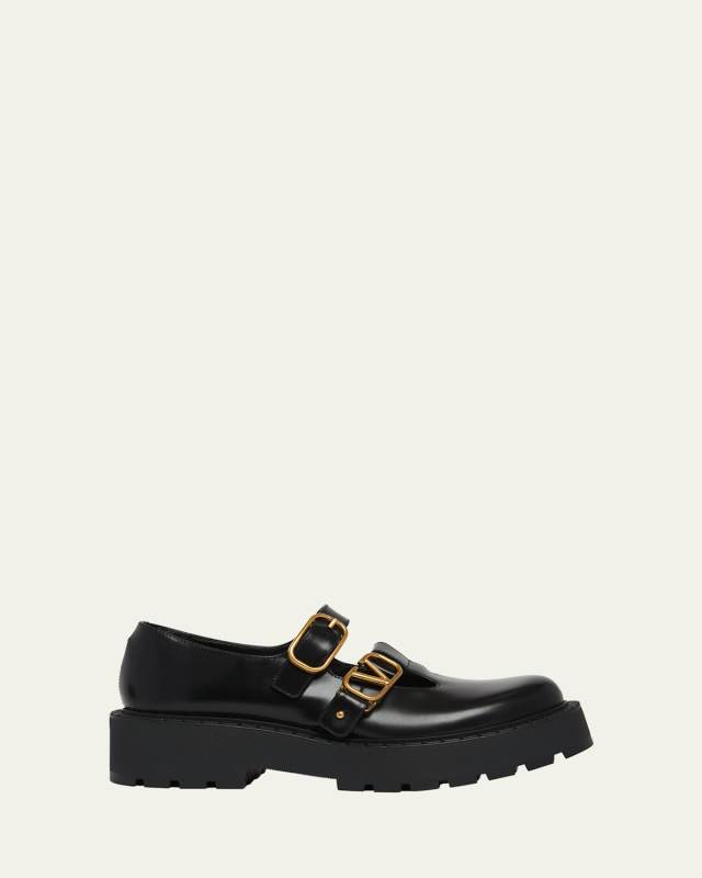 Leather Double Mary Jane Loafers