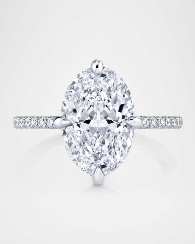 Platinum Oval Diamond Statement Ring, Size 6.5, 4.77tcw