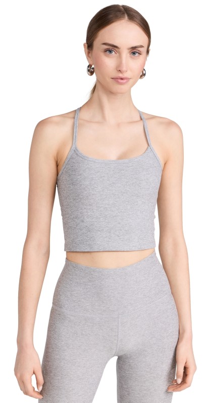 Beyond Yoga Spacedye Slim Racerback Cropped Tank Silver Mist