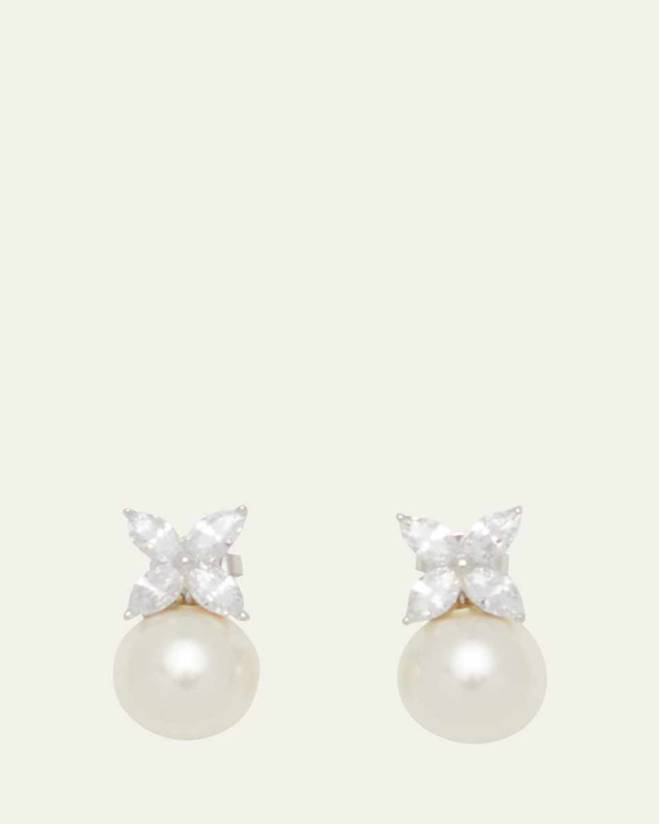 14K White Gold Pearly Post Earrings