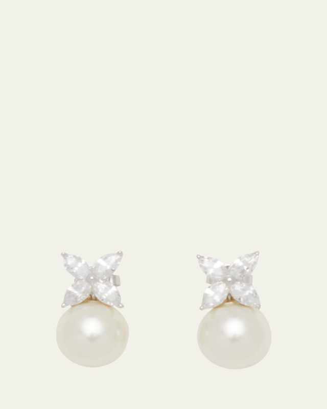 14K White Gold Pearly Post Earrings