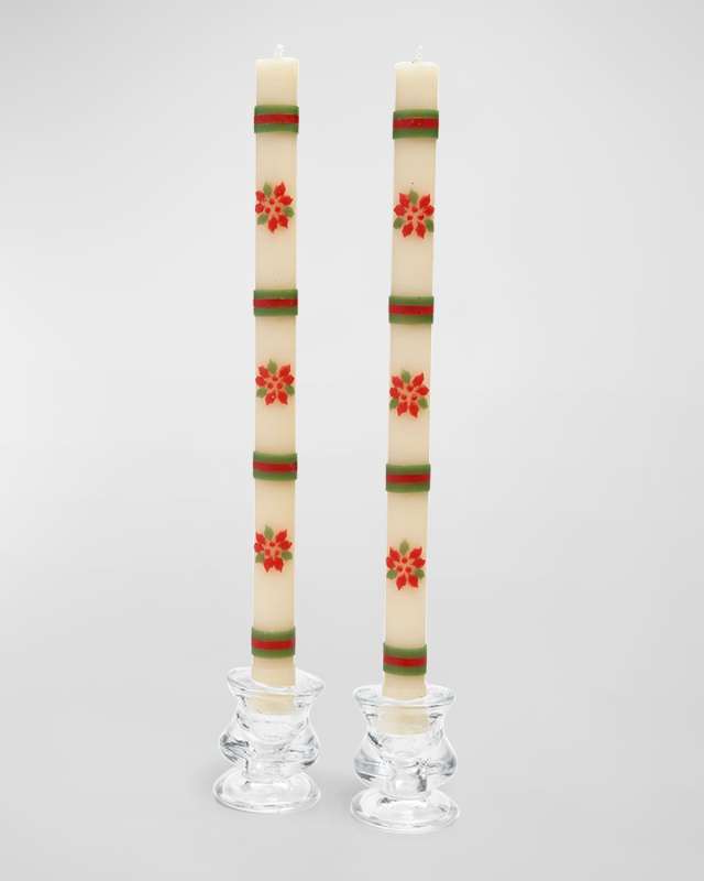 Poinsettia Dinner Candles, Set of 2