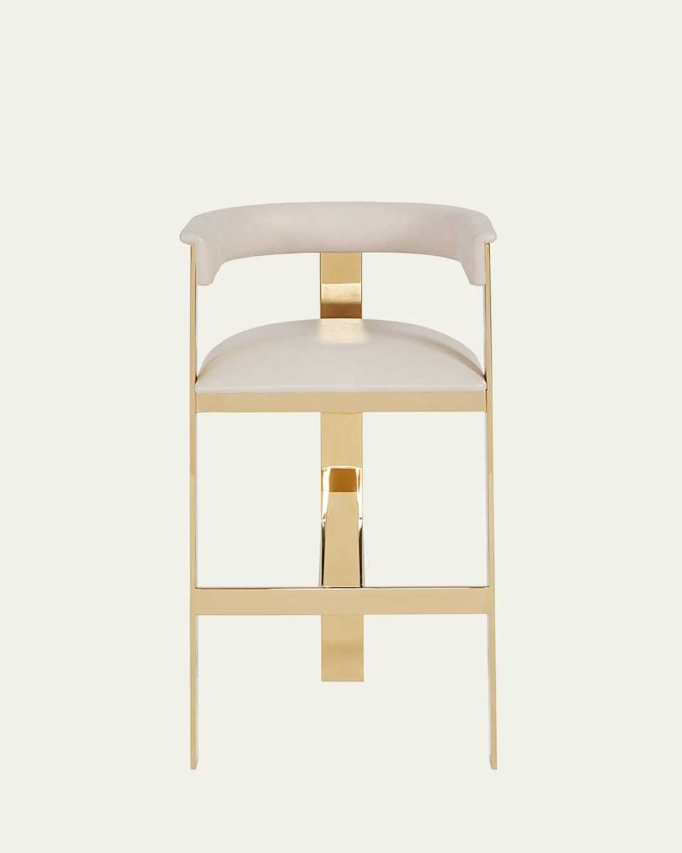 Darla Brass & Leather Bar Stool, 30"