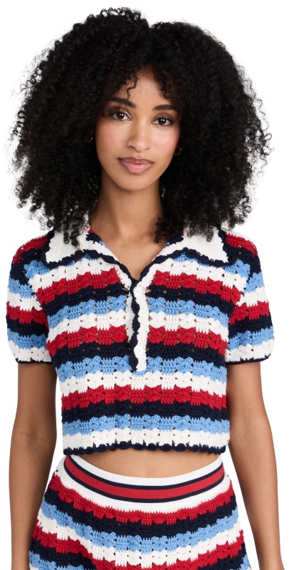 The Upside Chantilly Crochet Ezra Shirt Stripe