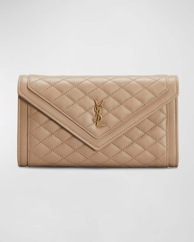 Gaby Large YSL Flap Wallet in Quilted Smooth Leather