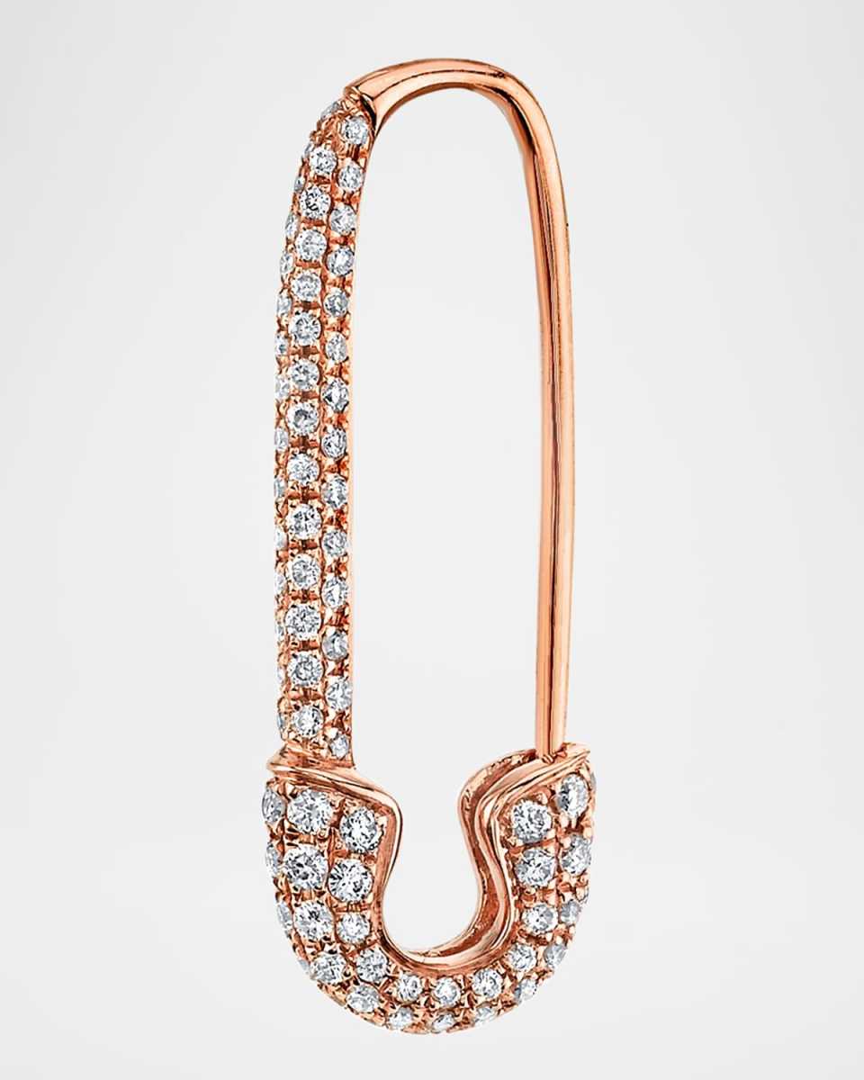 18K Rose Gold Diamond Safety Pin Earring, Single (Right)