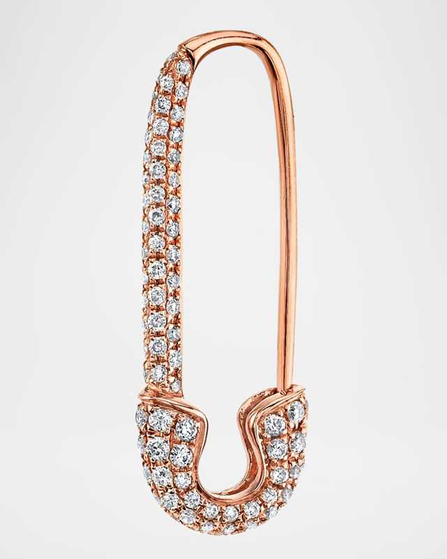 18K Rose Gold Diamond Safety Pin Earring, Single (Right)