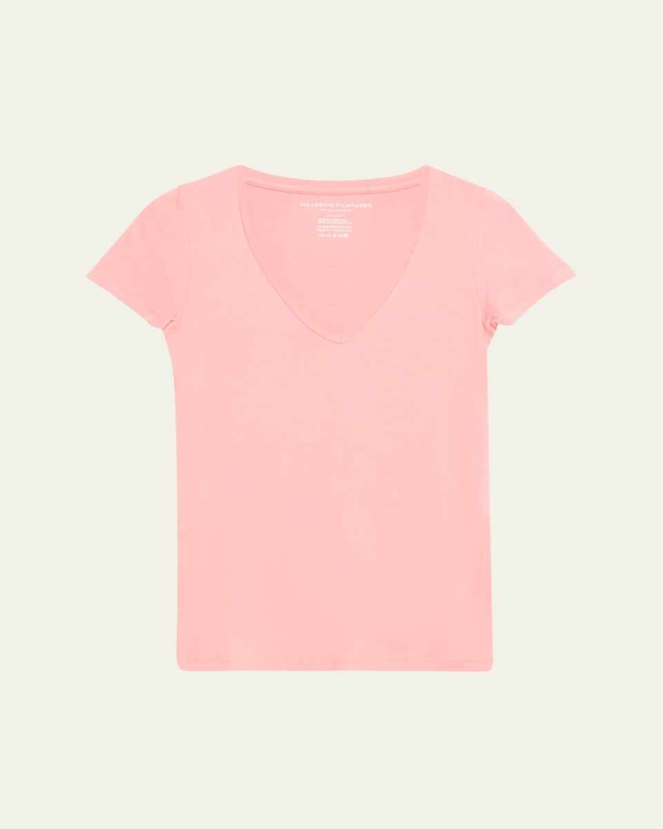 Soft Touch Short-Sleeve V-Neck Top