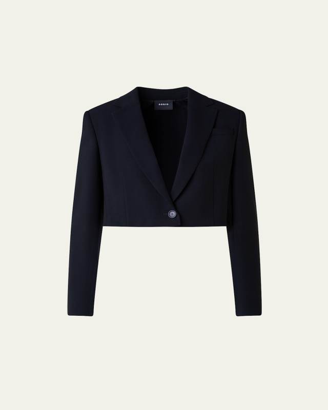 Wool-Blend Cropped Blazer Jacket