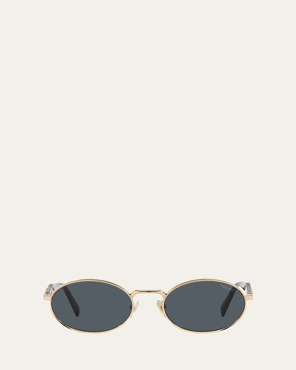 Engraved Logo Metal & Plastic Oval Sunglasses